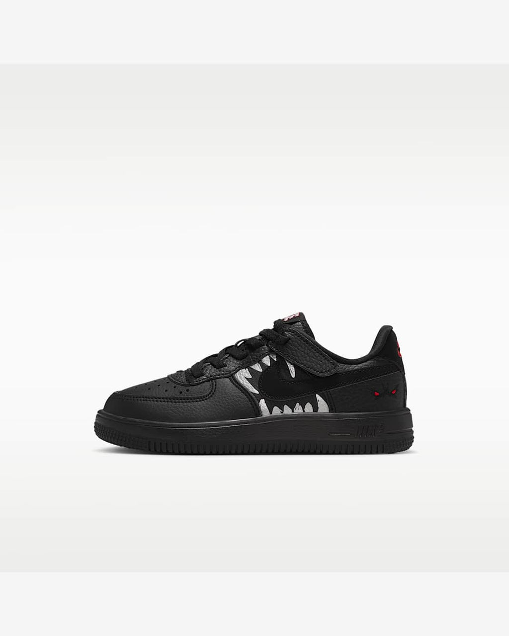Nike Force 1 Low LV8 EasyOn enfant – Noir / Rouge / Argent métallisé – vue 1