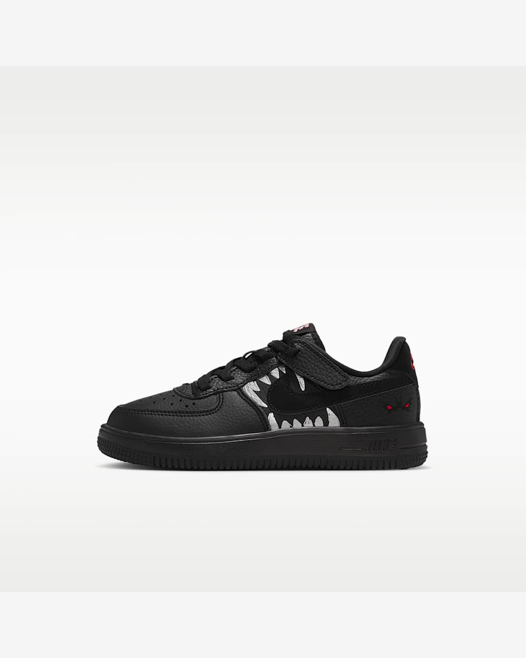 Nike Force 1 Low LV8 EasyOn enfant – Noir / Rouge / Argent métallisé – vue 1